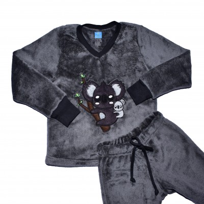 Pijama Termica Koala gris oscuro unisex junior manga larga